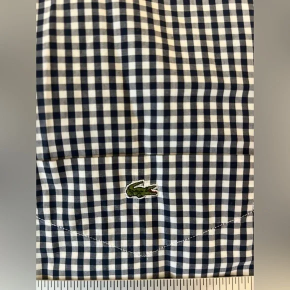 Lacoste mens short sleeve checkered button down shirt size 46 - Picture 6 of 9